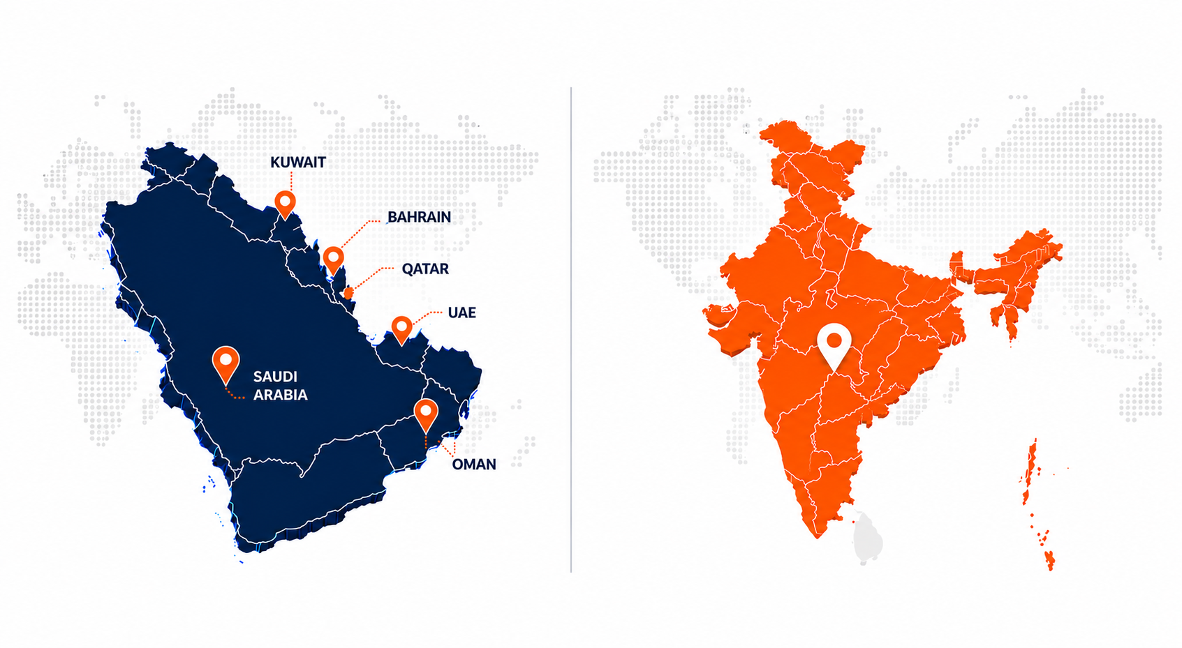 Map highlighting Middle East coverage